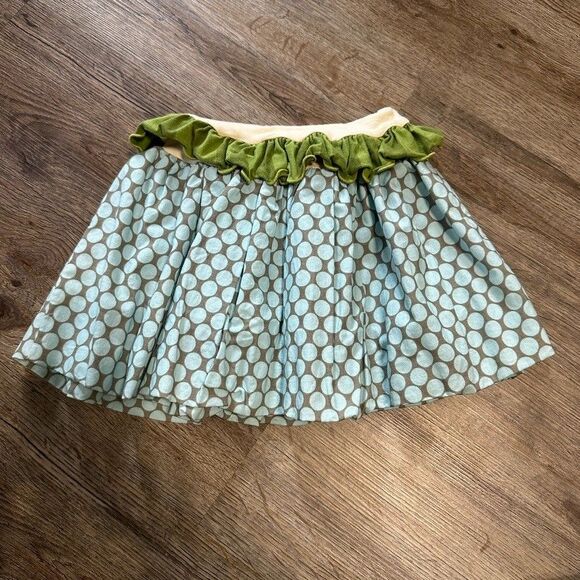 Persnickety Girls Size 4 Watermellon Apron Skirt Polka Dot Blue Yellow - Picture 3 of 3